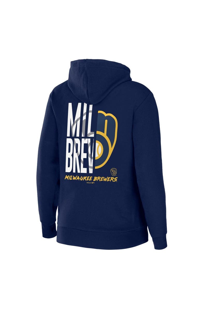 WEAR by Erin Andrews Women's WEAR by Erin Andrews Navy Milwaukee Brewers Sponge Fleece Full-Zip Hoodie, Alternate, color, 