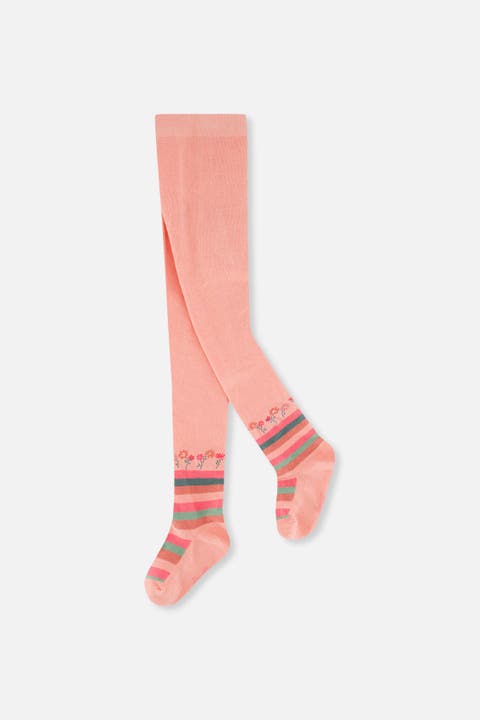 Knitted Floral Stripe Ankle Tights