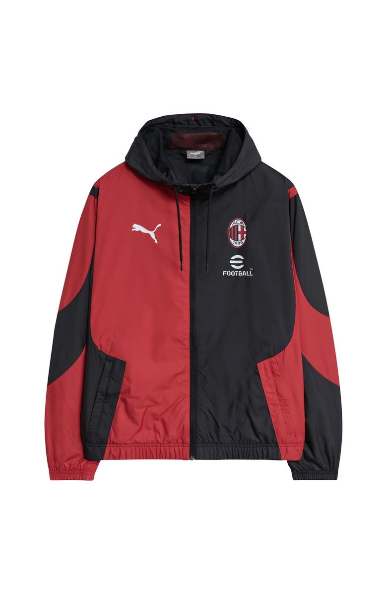 PUMA Men's Puma Black AC Milan 2023/24 Pre-Match Full-Zip Hoodie Jacket, Alternate, color, 