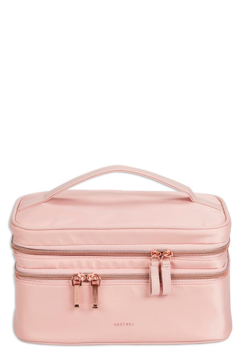 Double Zip Train Case - Black, Main, color, PINK