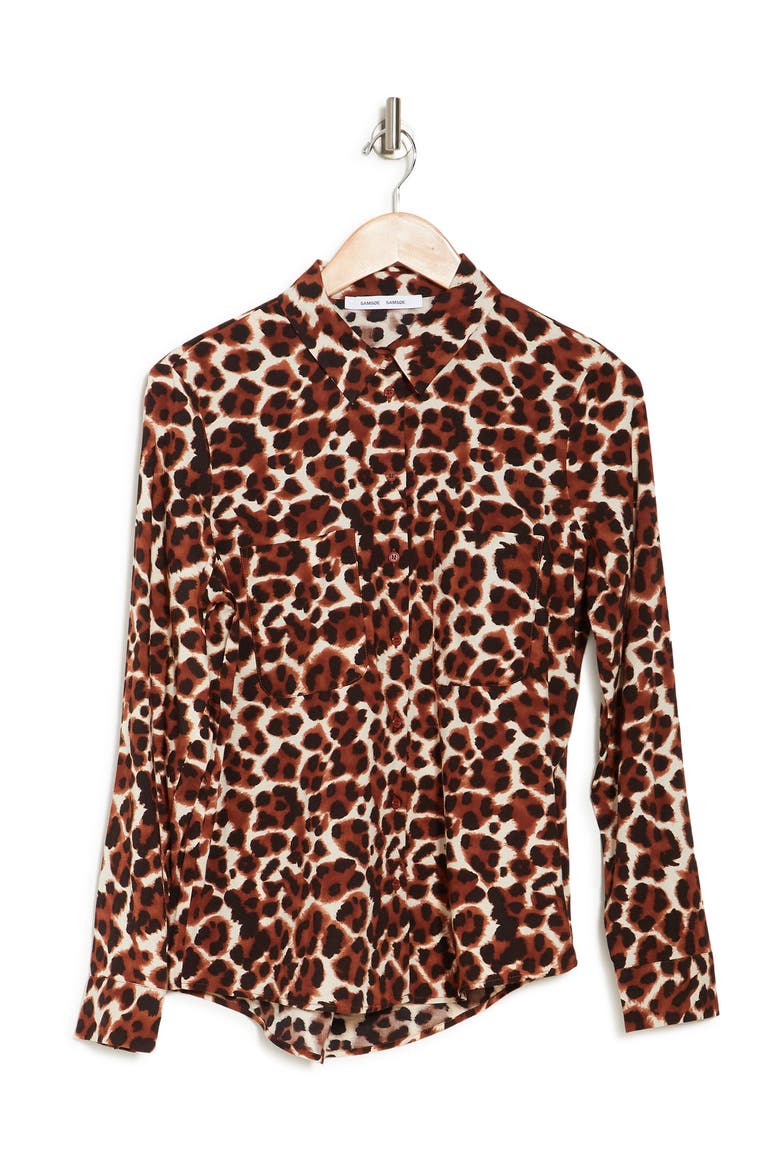 SAMSOE AND SAMSOE Milly Patterned Button Down Blouse, Alternate, color, CHUI
