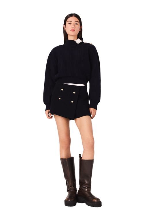 Maje Tweed Shorts With Contrast Band In Blue