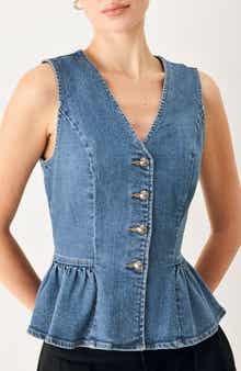Peplum Stretch Denim Vest