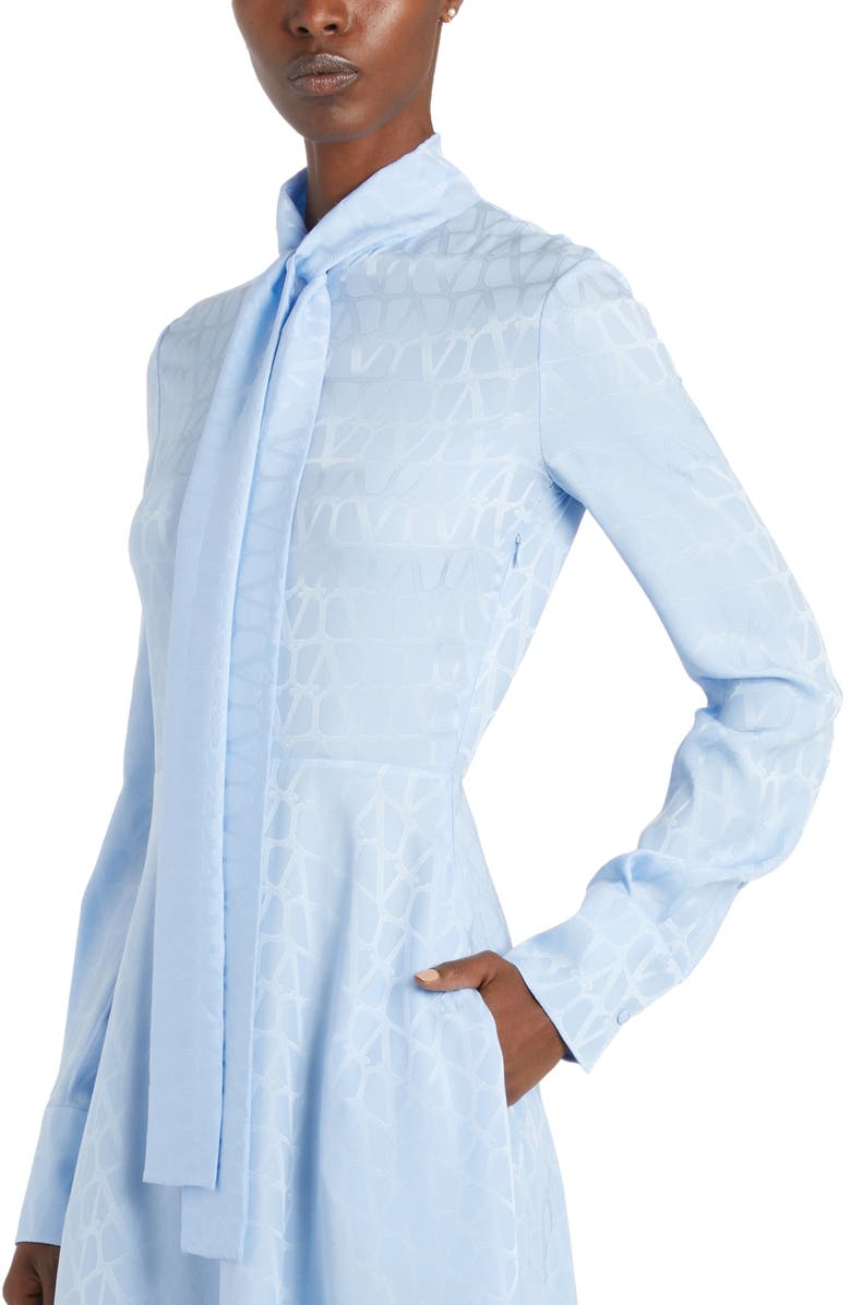 Valentino Garavani VLOGO Toile Iconographe Long Sleeve Silk Midi Dress, Alternate, color,