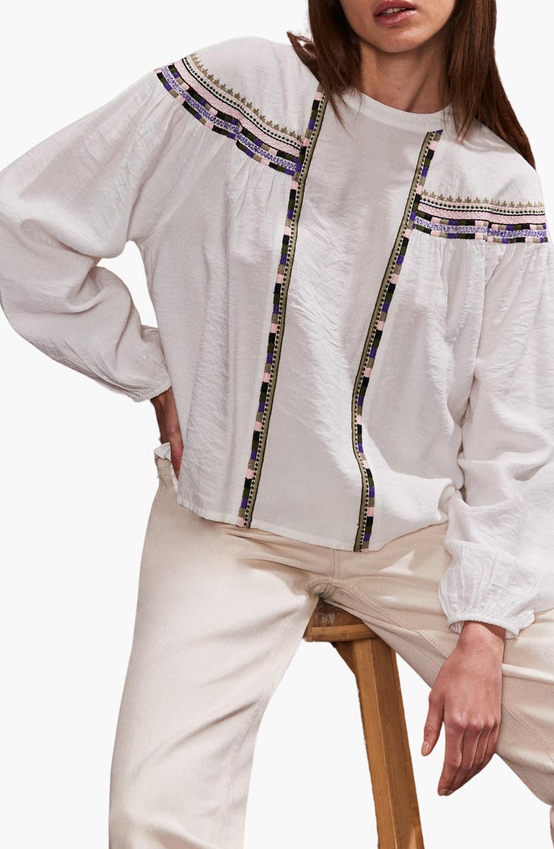 Ro&Zo Embroidered Detail Blouse, Alternate, color,