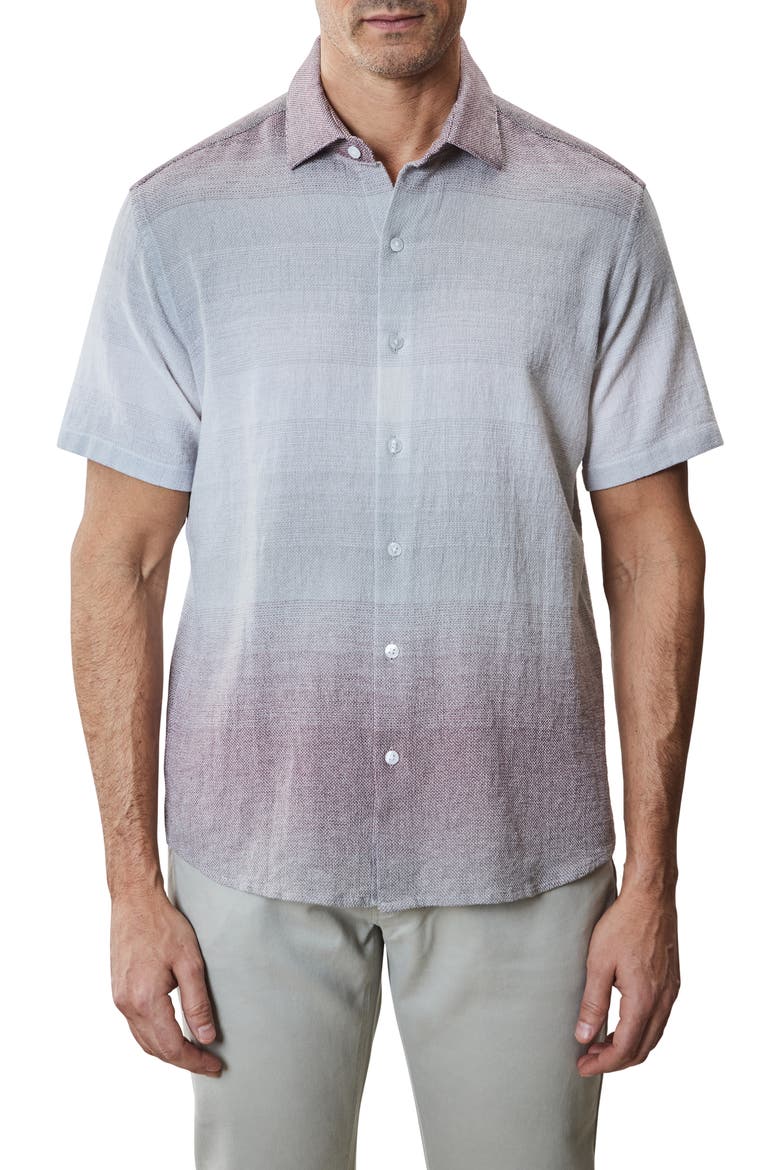 Tiffin Short Sleeve Woven Button-Up Shirt, Main, color, PURPLE