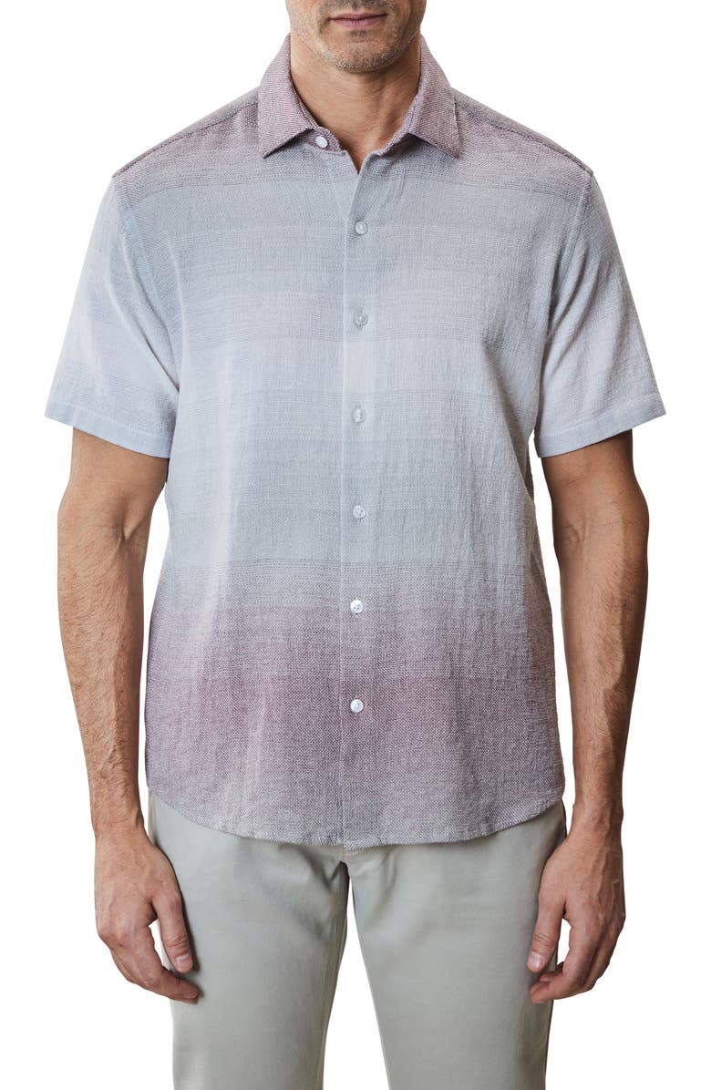 Robert Barakett Tiffin Short Sleeve Woven Button-Up Shirt, Main, color, Purple