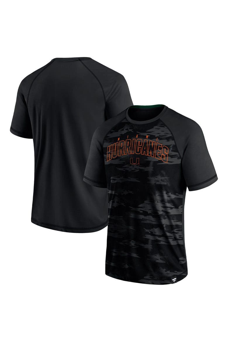 Men's Fanatics Branded Black Miami Hurricanes Arch Outline Raglan T-Shirt, Alternate, color, Black