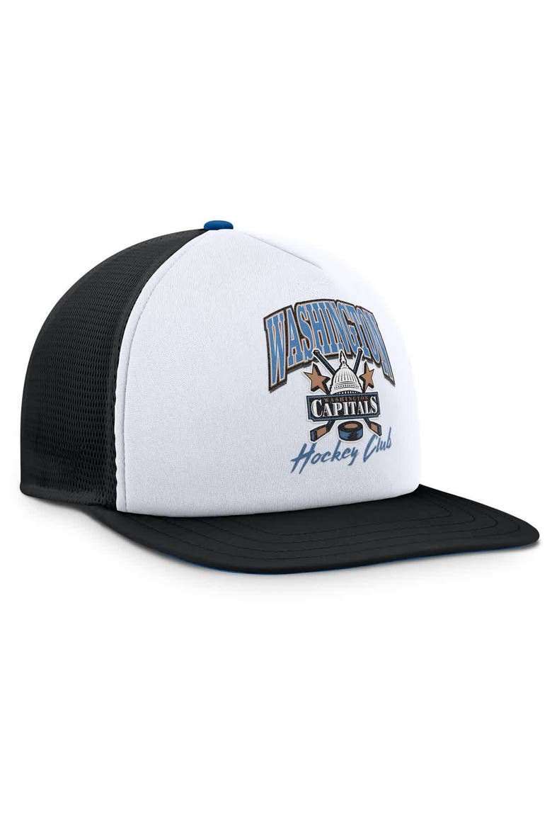 Men's Fanatics White/Black Washington Capitals Decades Collection Foam Front Snapback Hat, Alternate, color, White