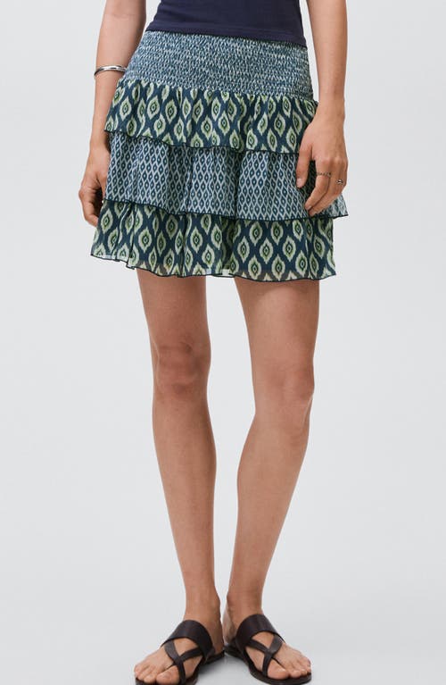 Mango Teen Print Tiered Ruffle Skirt In Blue
