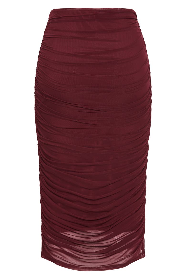 Livia Mesh Overlay Pencil Skirt, Alternate, color, CHOCOLATE CHERRY
