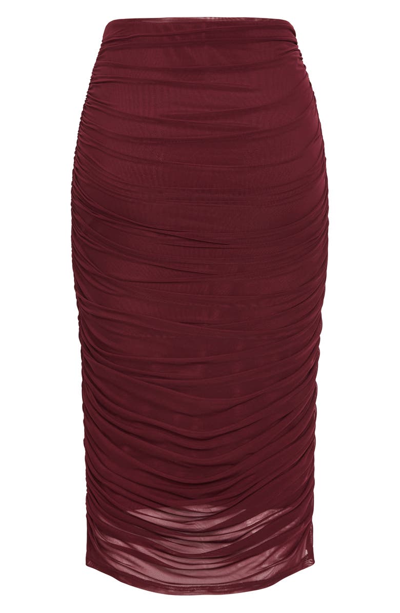 City Chic Livia Mesh Overlay Pencil Skirt, Alternate, color, Chocolate Cherry