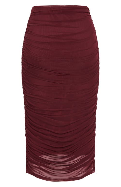 City Chic Livia Mesh Overlay Pencil Skirt In Burgundy