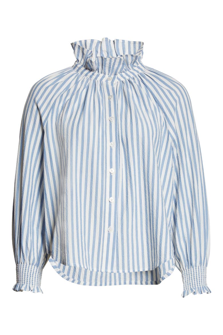 Calisto Ruffle Collar Blouse, Alternate, color, BLUE/ WHITE