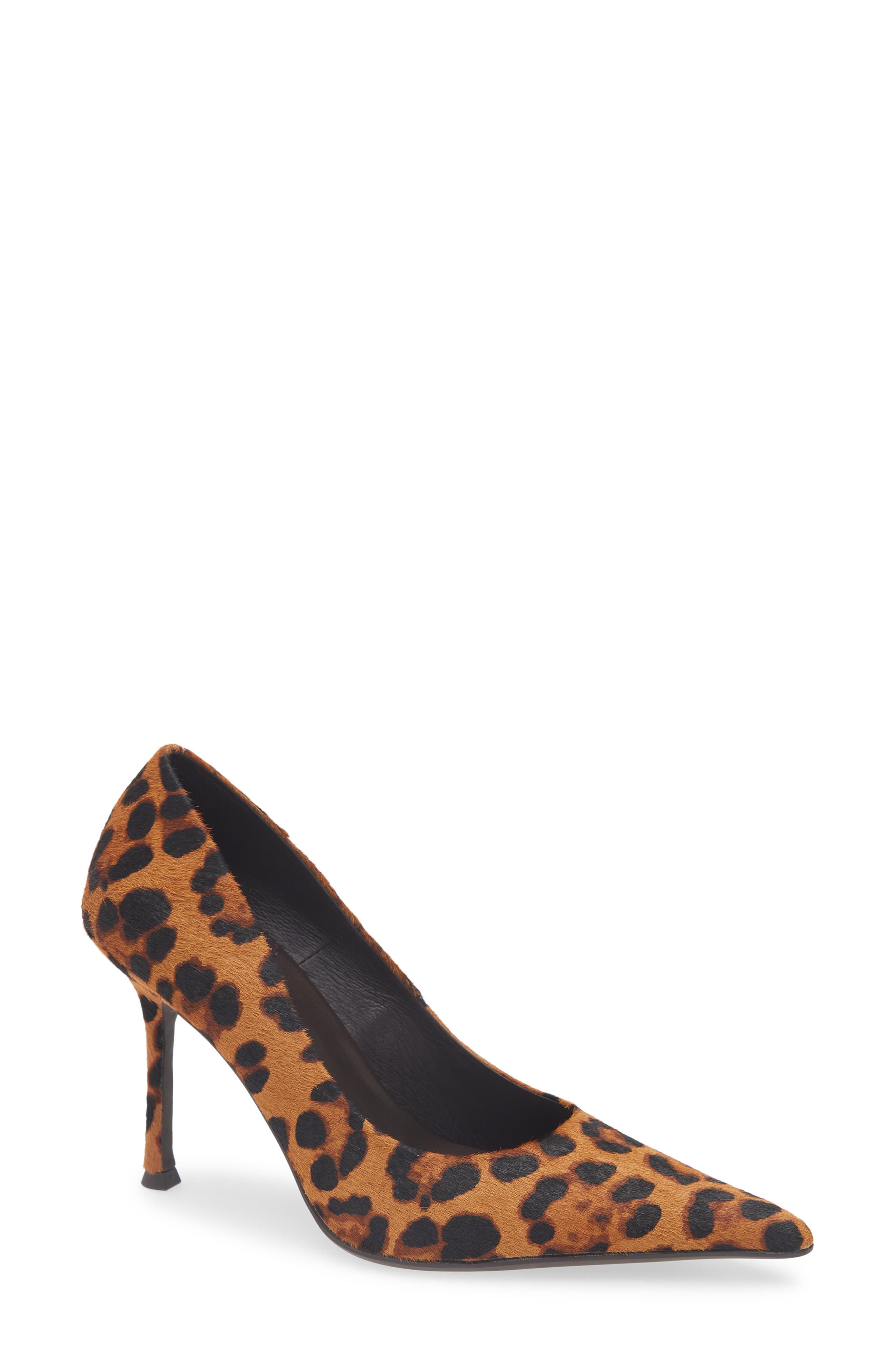 Jeffrey Campbell Risktake Genuine Calf Hair Pointed Toe Pump, Main, color, Tan Brown Cheetah