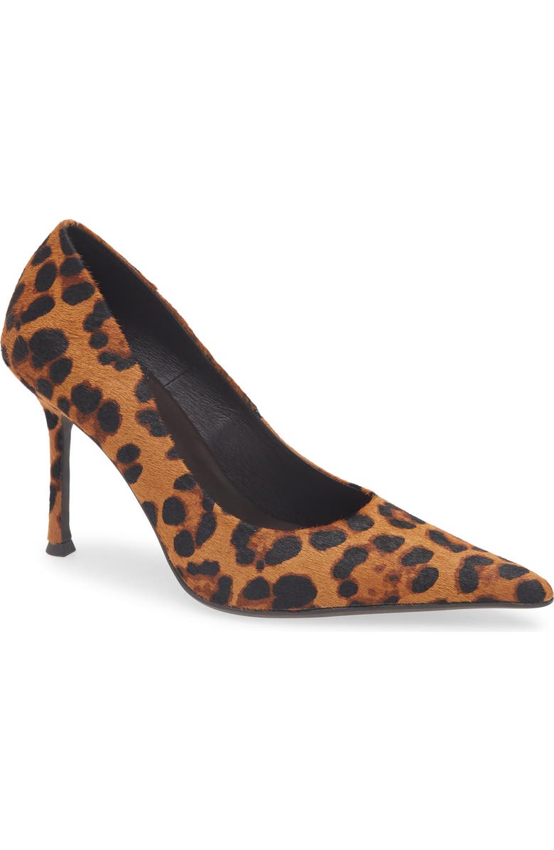 Jeffrey Campbell Risktake Genuine Calf Hair Pointed Toe Pump, Main, color, Tan Brown Cheetah