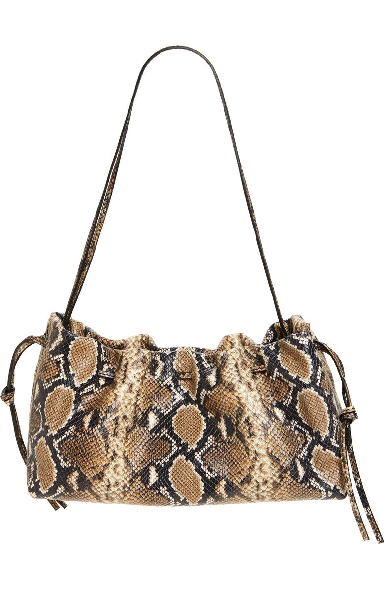Altuzarra Drawstring Snakeskin Embossed Leather Clutch, Alternate, color, Phyton Macchia
