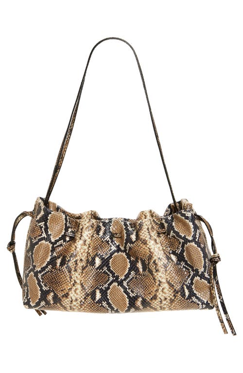 Altuzarra Drawstring Snakeskin Embossed Leather Clutch In Brown