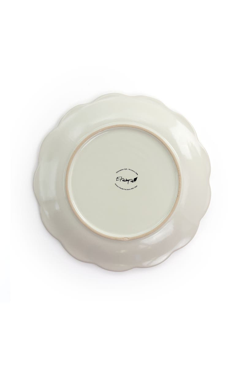 Elama Contessa 16 Piece Embossed Scalloped Stoneware Dinnerware Set, Alternate, color, White