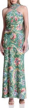 Avec Les Filles Print Scarf Sleeveless Maxi Dress