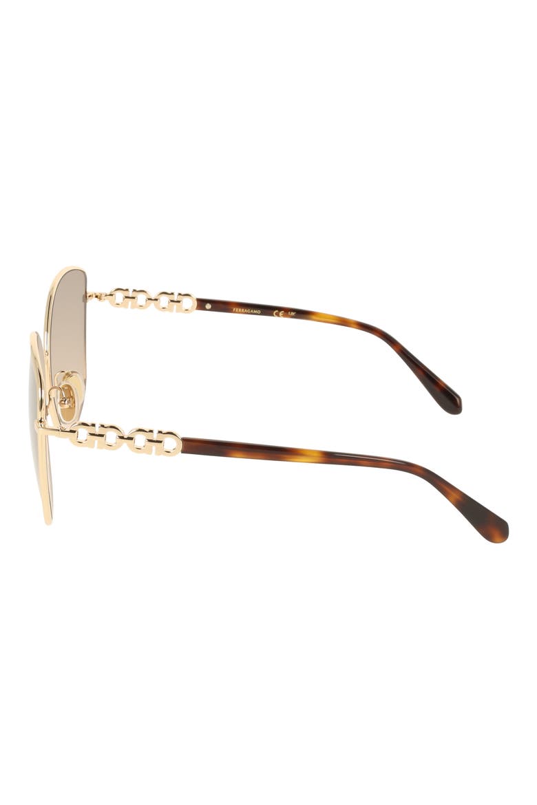 60mm Gradient Round Sunglasses, Alternate, color, GOLD/ BROWN OCHRE GRADIENT