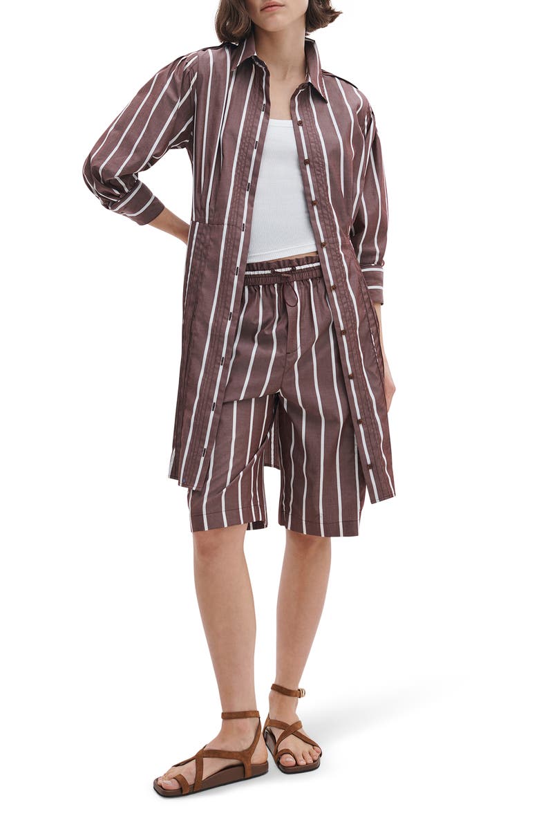 rag & bone Taylor Stripe Tie Waist Long Sleeve Shirtdress, Alternate, color, Rosewood Stripe