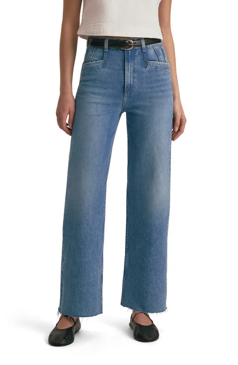 The Jordie Raw Hem Super High Waist Wide Leg Jeans (Crosby)