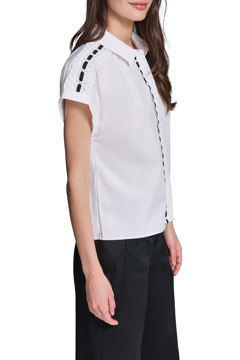 Button-Up Eyelet Top, Alternate, color, WHITE
