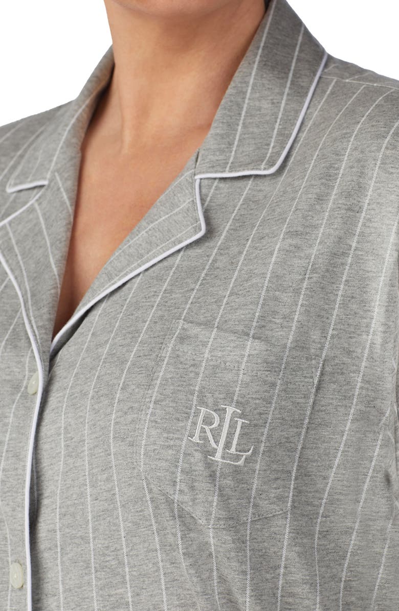 Lauren Ralph Lauren Knit Crop Pajamas, Alternate, color, Grey Stripe