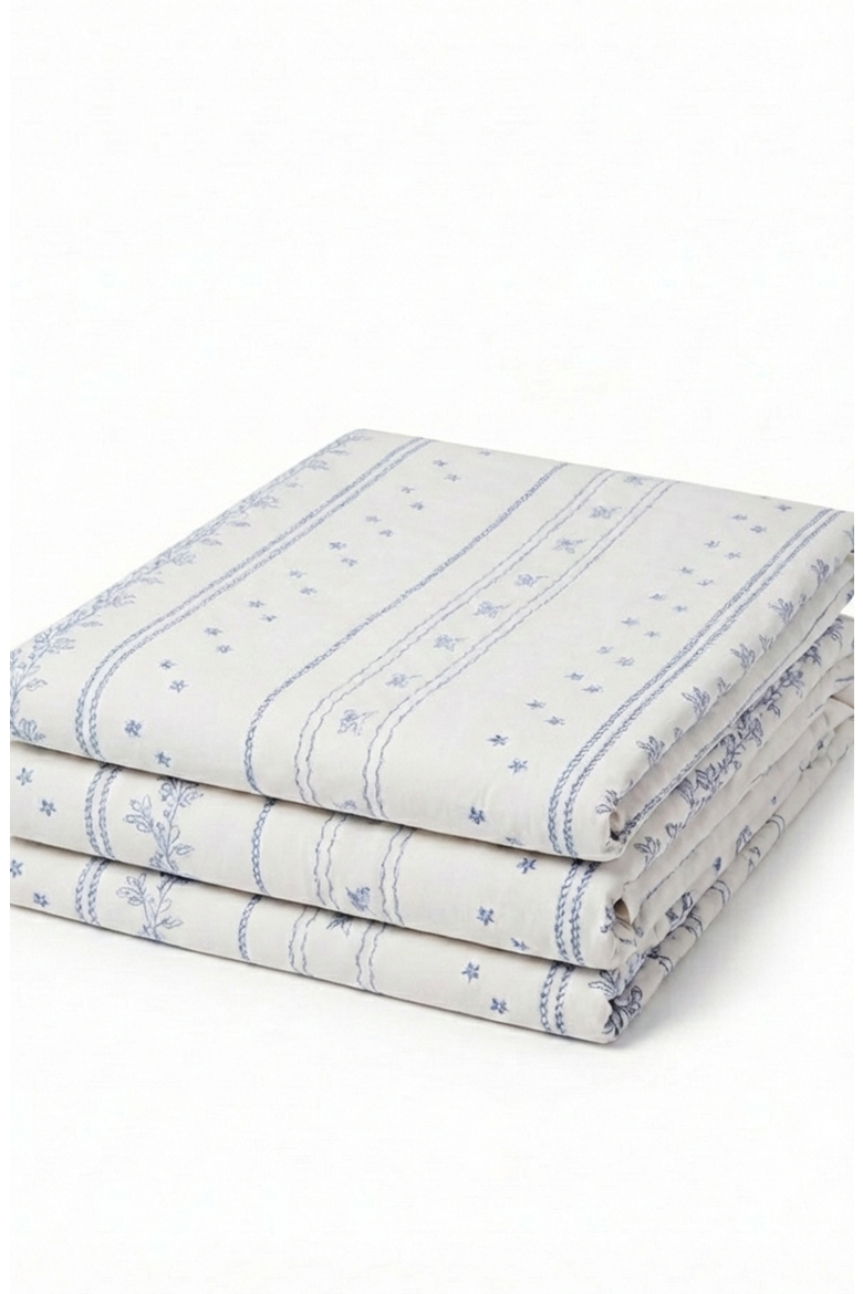Embroidered French Lace Ruffle Duvet Cover, Main, color, Blue