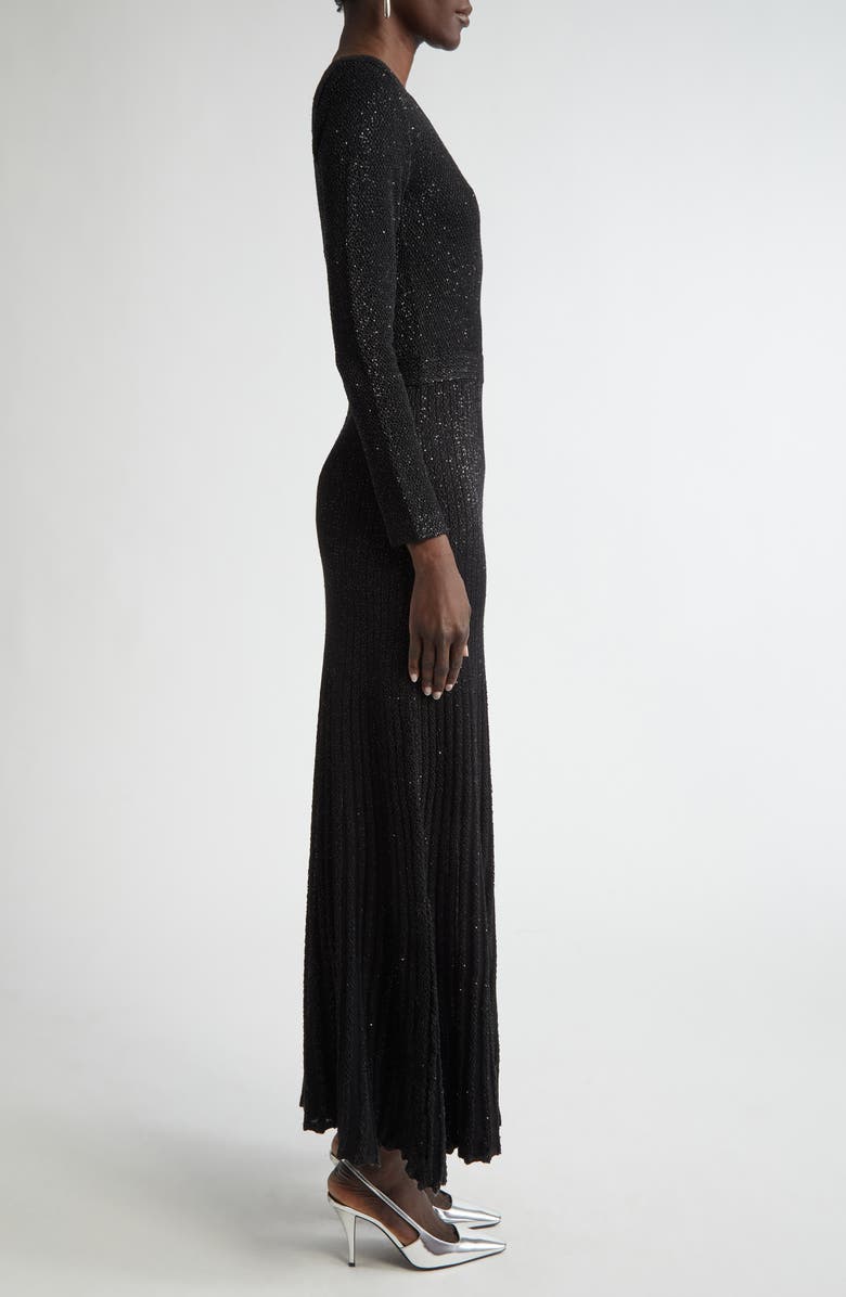 ST. JOHN Sequin Embroidered Long Sleeve Knit Dress, Alternate, color, 