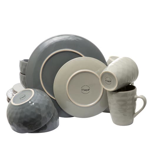 Elama Tahitian Pearl 16 Piece Stoneware Dinnerware Set In White