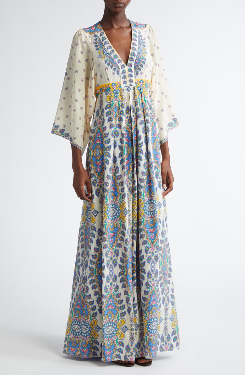 Etro Paisley Silk Maxi Dress, Main, color, 