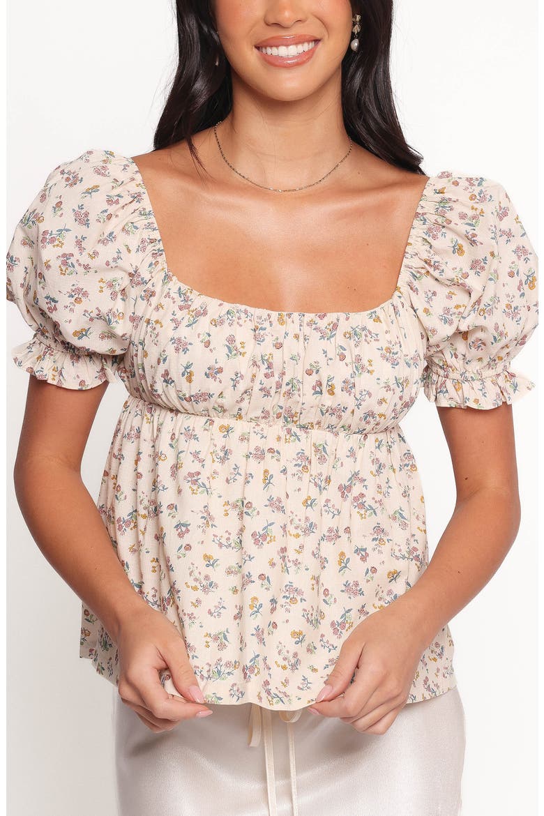 Rhiannon Floral Tie Back Babydoll Top, Main, color, CREAM MULTI FLORAL