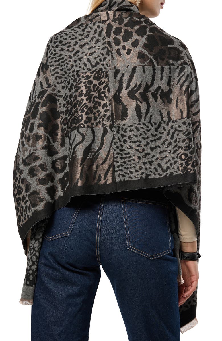 SAACHI Mixed Animal Print Scarf, Alternate, color, Black