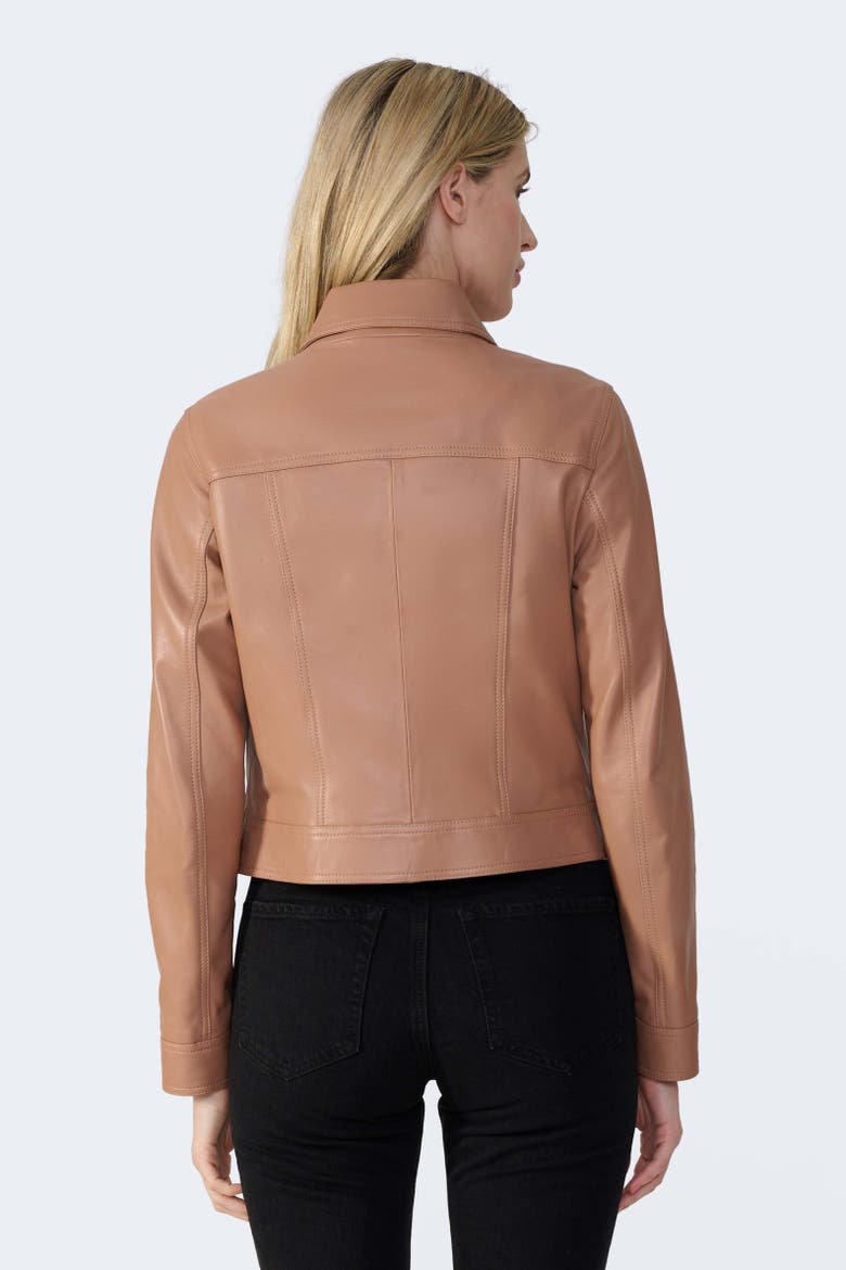 Flora Leather Jacket, Alternate, color, Mocha Brown