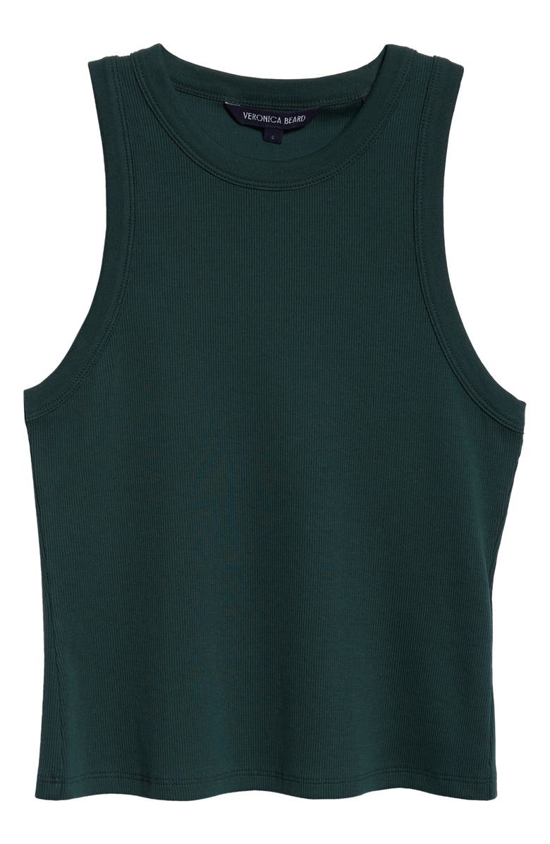 Veronica Beard Jordyn Rib Cotton Crop Tank, Alternate, color, Pine