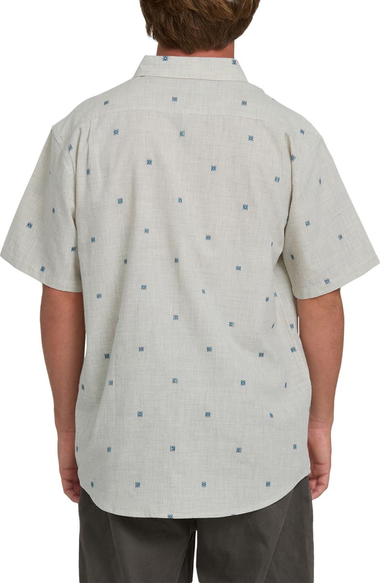 Billabong All Day Geo Jacquard Short Sleeve Cotton Blend Button-Down Shirt, Alternate, color, Oatmeal