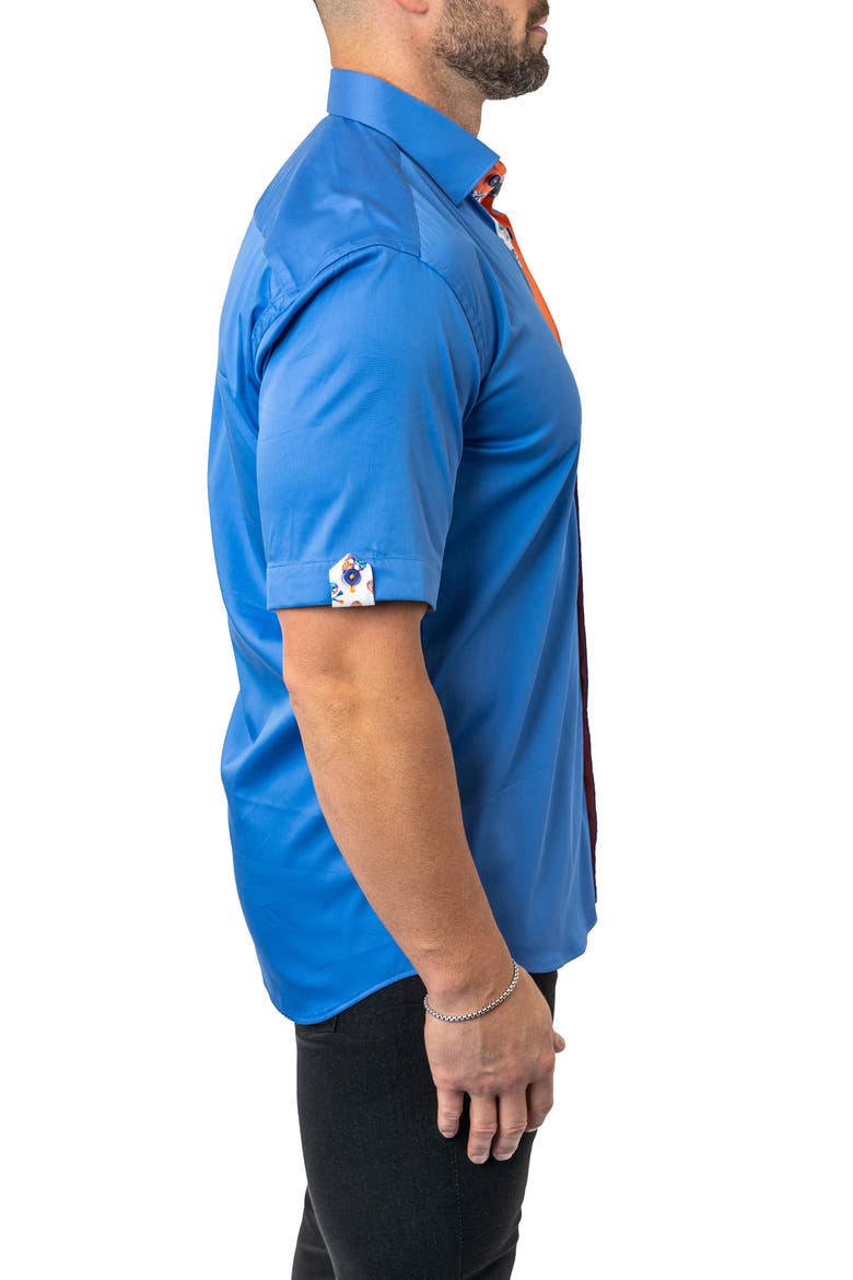 Galileo Chefchaouen Blue Contemporary Fit Short Sleeve Button-Up Shirt, Alternate, color, BLUE