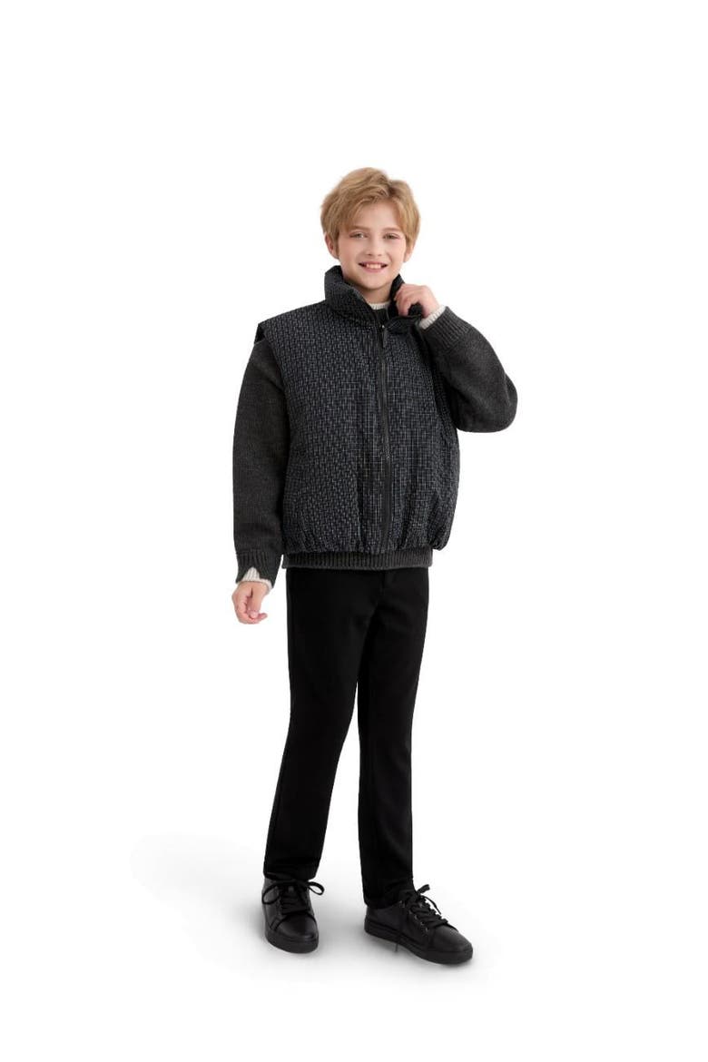 Grid-Pattern Quilted Vest, Alternate, color, Black