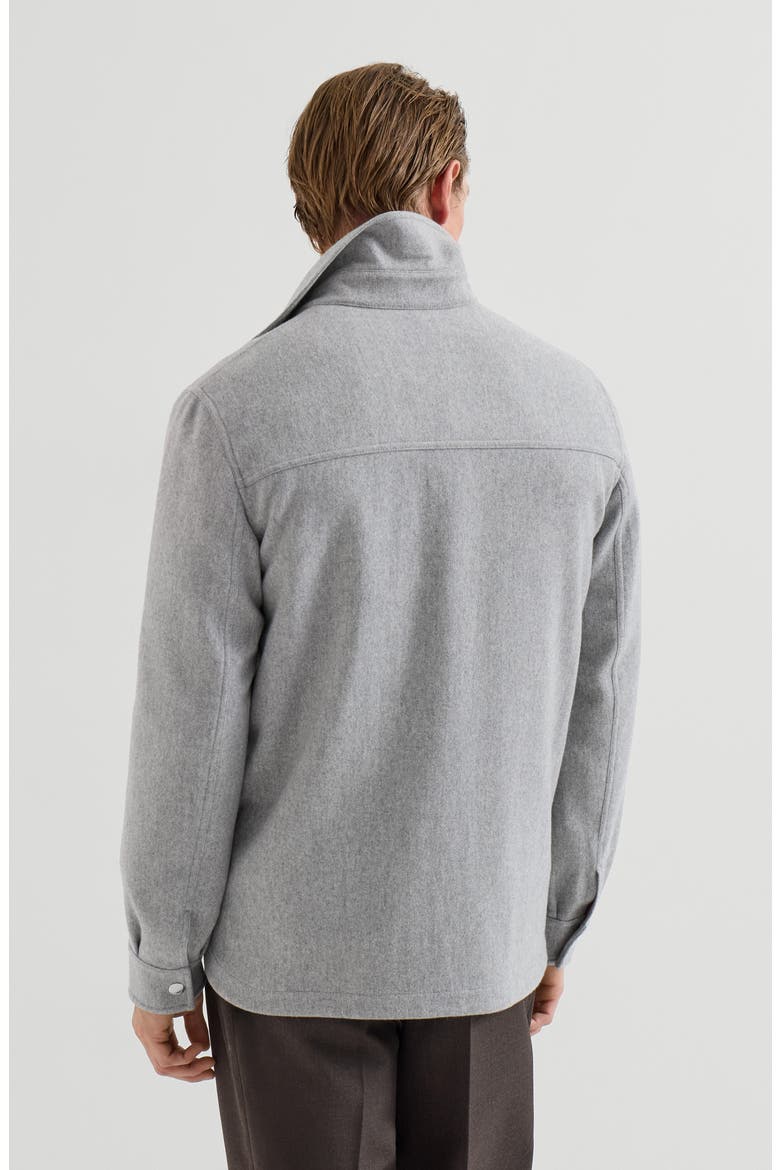 Lightweight water-resistant cashmere shirt-style outerwear jacket, Alternate, color, Pearl Grey