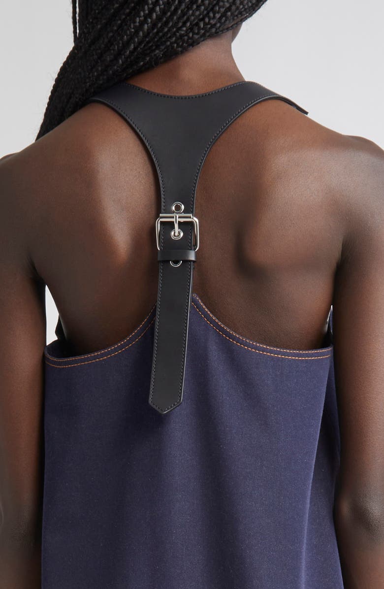 MONSE Racer Back Denim Baby Doll Minidress, Alternate, color, 