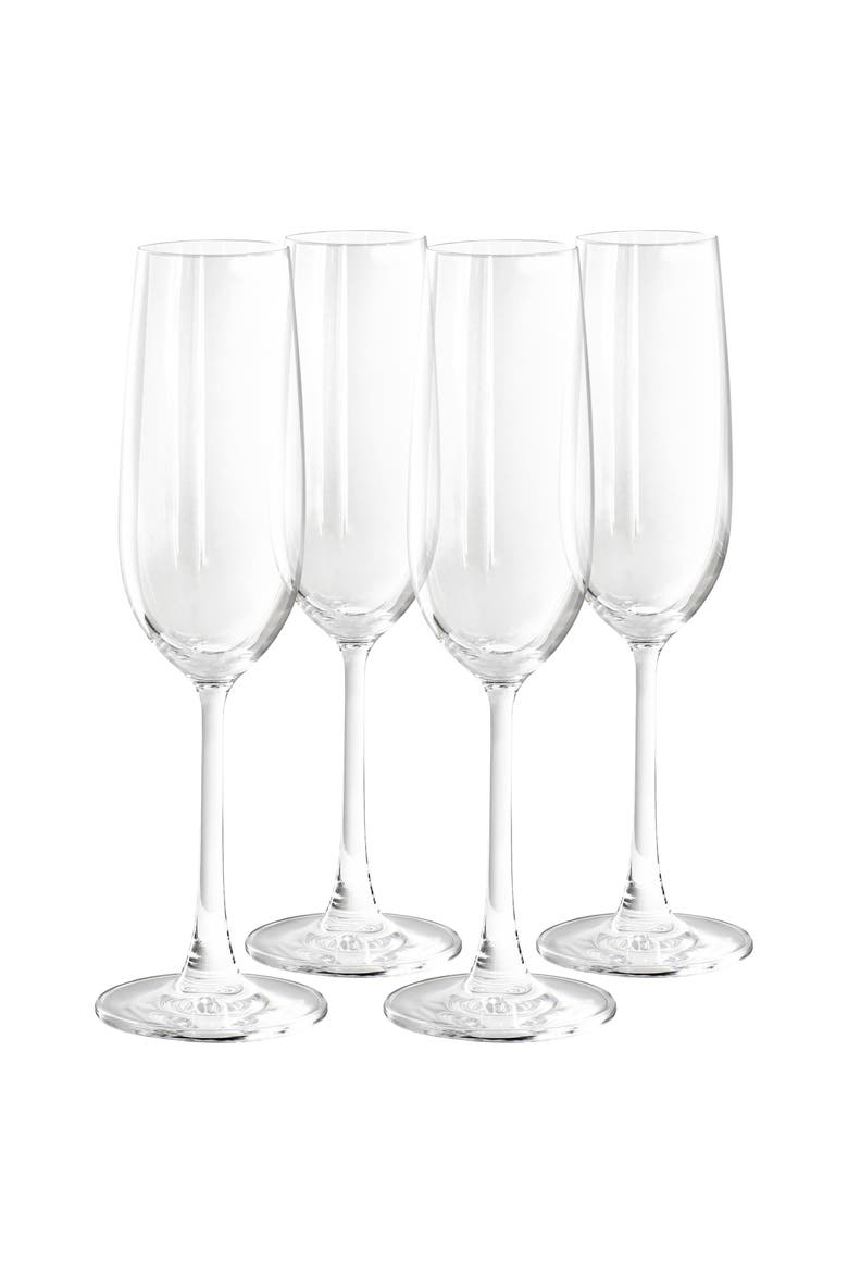 4 Piece 7.3 Ounce Flute Glass Set in Clear, Main, color, None