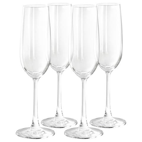 4 Piece 7.3 Ounce Flute Glass Set in Clear