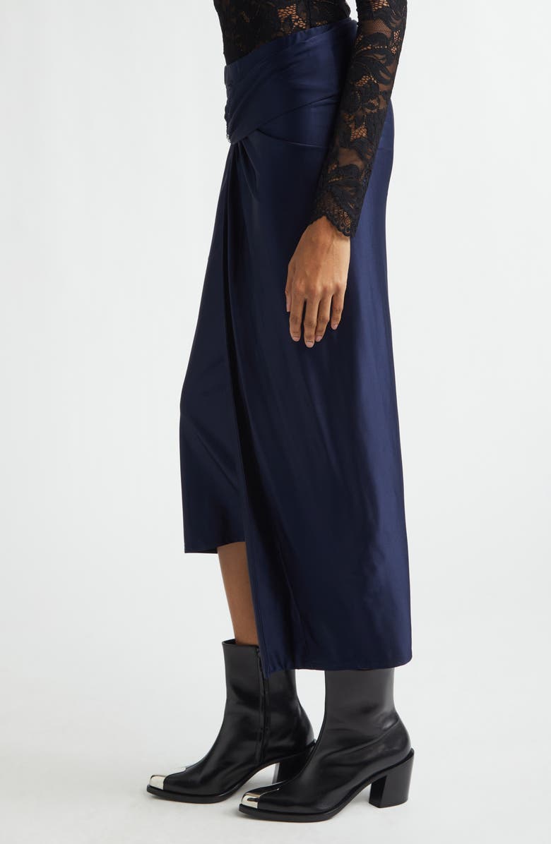 Rabanne Pierced Asymmetric Jersey Midi Skirt, Alternate, color, Deep Navy