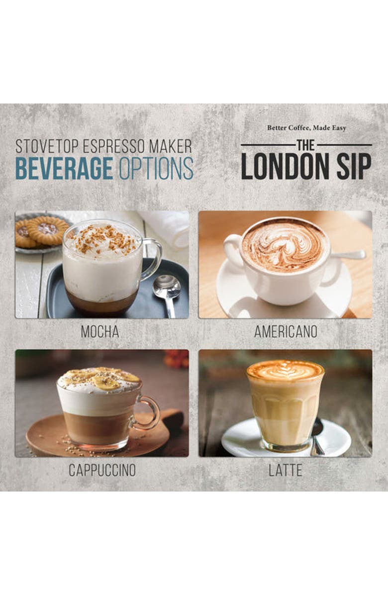 London Sip Espresso Maker 
Coffee Spoon Bundle, 10 Cup, Alternate, color, Metallic Silver