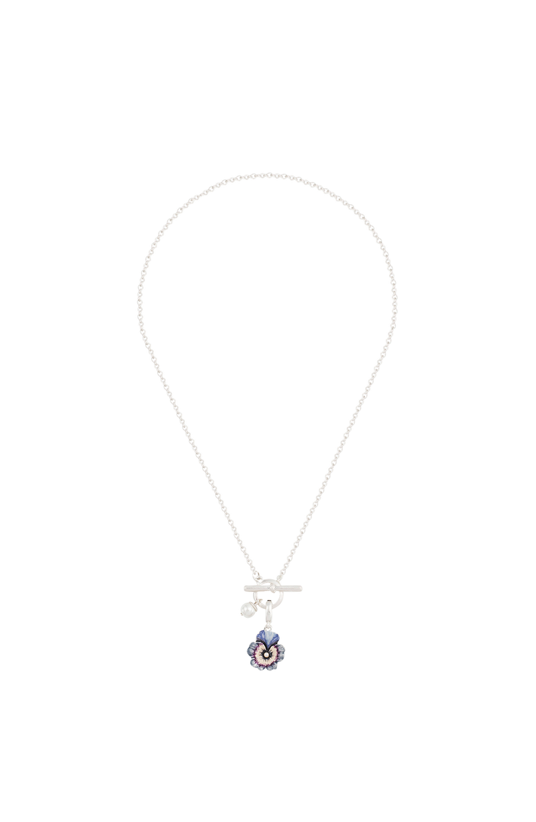Fable England Pansy & Pearl Toggle Necklace, Alternate, color, Silver