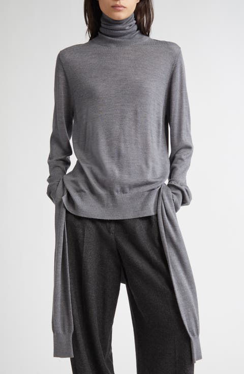 Double Sleeve Wool & Silk Turtleneck Sweater