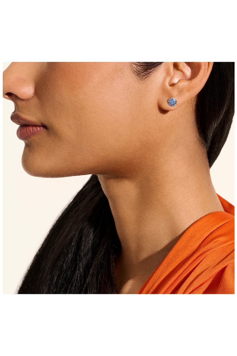 JH Essential Pavé Stud Earring, Sterling Silver, Gemstones, 10mm, Alternate, color, SILVER/ BLUE SAPPHIRE