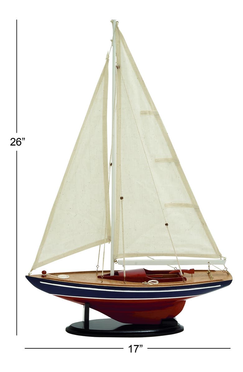 WILLOW ROW Dark Brown Wood Sailboat Sculpture with Lifelike Rigging, Alternate, color, 